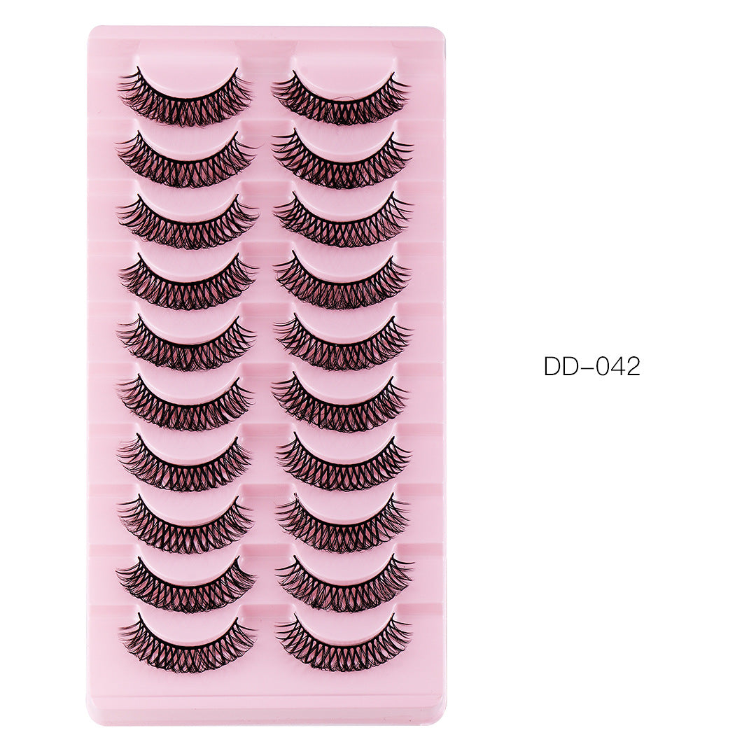 10 Pairs Of Russian Curling False Eyelashes Thick Curling Eyelashes Natural Chemical Fiber Eyelashes