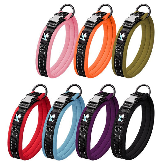 Pet Collar Adjustable Size Night Reflective Webbing Space Cotton Breathable Pet Collar