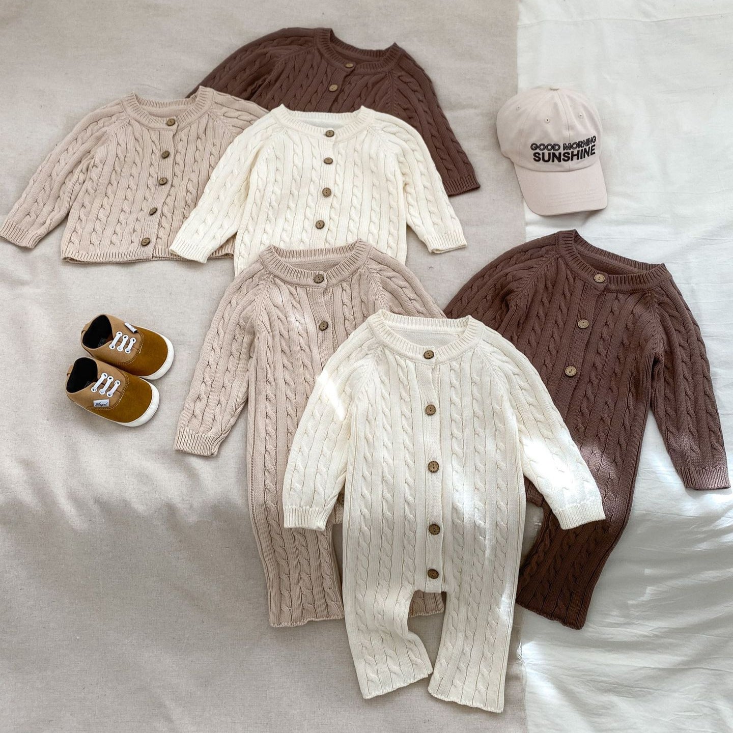 2024 Baby Girl Casual Long Climbing Autumn New Sweater Long-sleeved Handmade Twist Baby Jumpsuit Knitted Long Climbing
