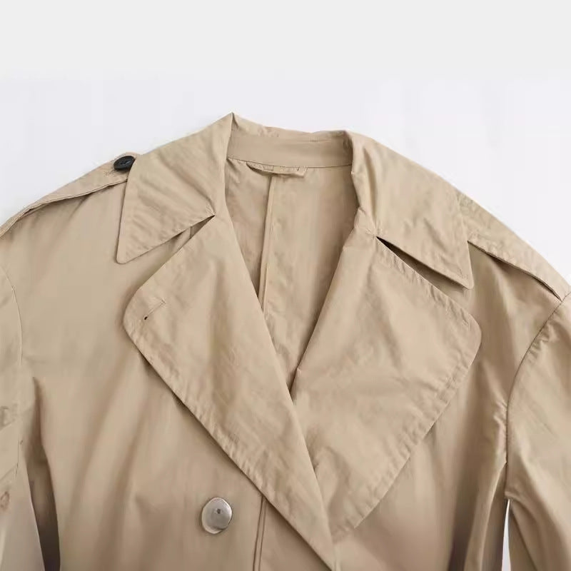 Foreign Trade 2023 Autumn New Women&#039;s Clothing Retro British Style Commuter Classic Mid-length Trench Coat 8073222