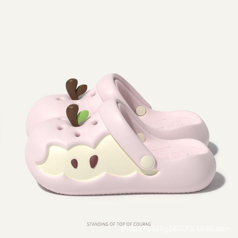 New 2025 Trendy Apple Slippers For Women, Cute Summer Home Couple Thick-Soled Dormitory Wearable Clogs Imitation
