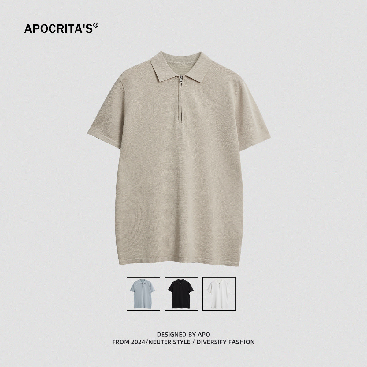 APO Men&#039;s | Men&#039;s POLO Shirt High Sense 2024 Summer New Solid Color Short Sleeve Loose POLO Men&#039;s T-Shirt
