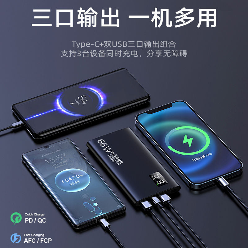 Explosions 66W Two-way Super Fast Charging Treasure 20000 MA 10000 Large Capacity Compact Portable Mobile Power Supply