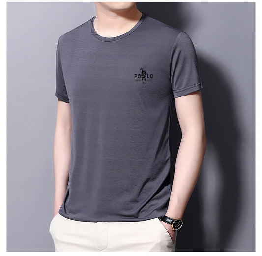 Summer New Men&#039;s Fashion And Comfortable Ice Silk T-shirt 2021 Summer Youth Trendy Fashion Casual Short-sleeved Half-shirt