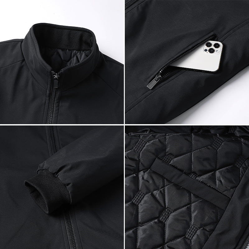 New Middle-aged And Elderly Men&#039;s Cotton And Velvet Thickened Dad&#039;s Winter Coat Grandpa Old Men&#039;s Winter Leather Jacket