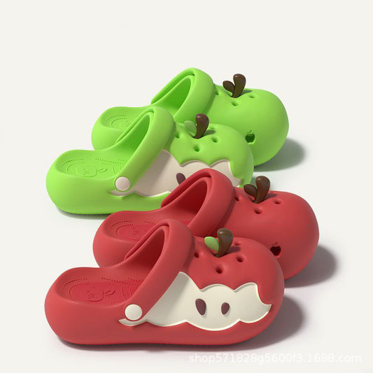 New 2025 Trendy Apple Slippers For Women, Cute Summer Home Couple Thick-Soled Dormitory Wearable Clogs Imitation
