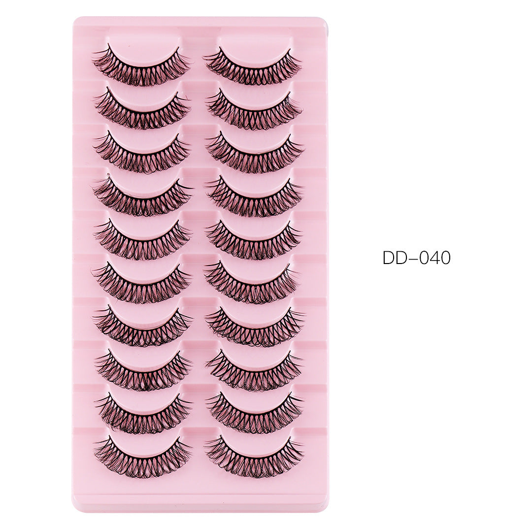10 Pairs Of Russian Curling False Eyelashes Thick Curling Eyelashes Natural Chemical Fiber Eyelashes