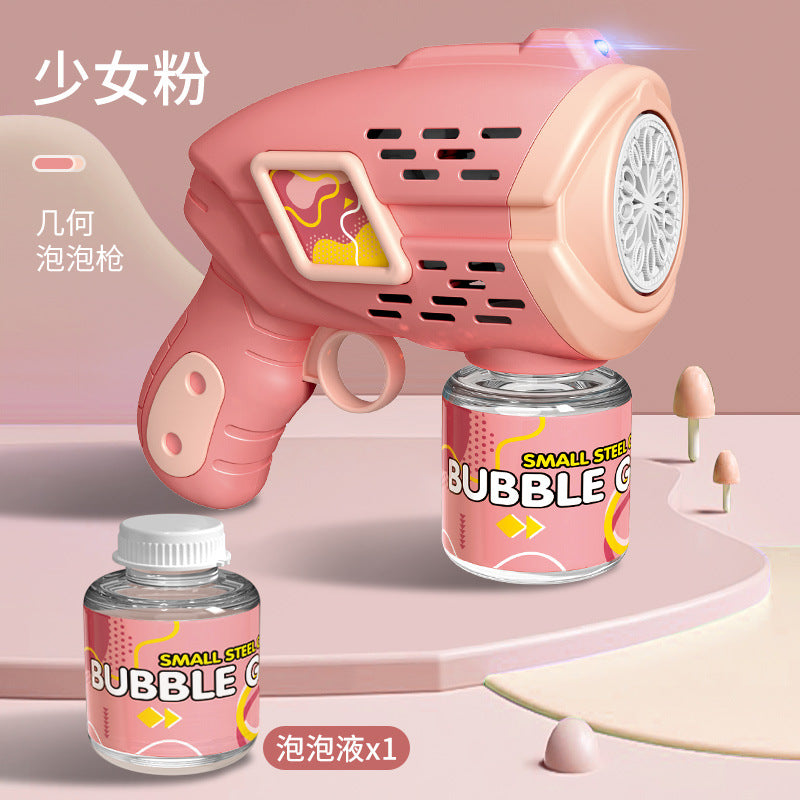 10-hole Geometric Bubble Gun Small Steel Cannon Vibrato With The Same Style Automatic Bubble Machine Electric Children&amp;#039;s Toy