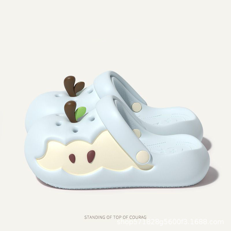 New 2025 Trendy Apple Slippers For Women, Cute Summer Home Couple Thick-Soled Dormitory Wearable Clogs Imitation