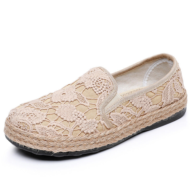 Fisherman's Shoes For Women, Mori Girl Style Cotton And Linen Shoes, Comfortable Flat Women's Single Shoes, Casual Slip-On Lazy Shoes, Old Beijing Cloth Shoes