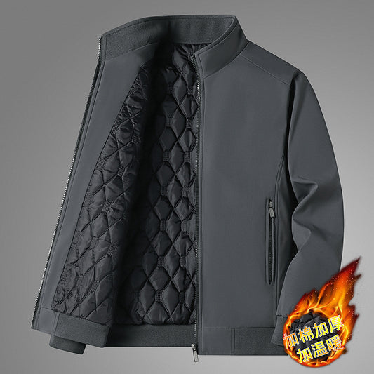 New Middle-aged And Elderly Men&#039;s Cotton And Velvet Thickened Dad&#039;s Winter Coat Grandpa Old Men&#039;s Winter Leather Jacket