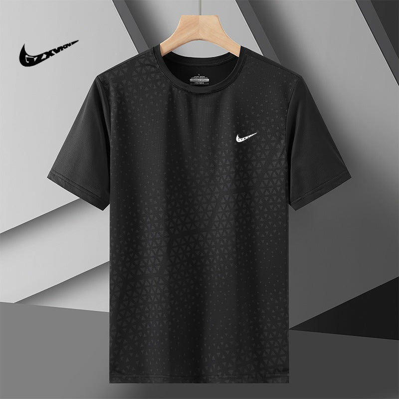 Cross-border Ice Silk Short-sleeved T-shirt Men's 2025 Summer New All-match Thin Quick-drying Cool Breathable Half-sleeved Top
