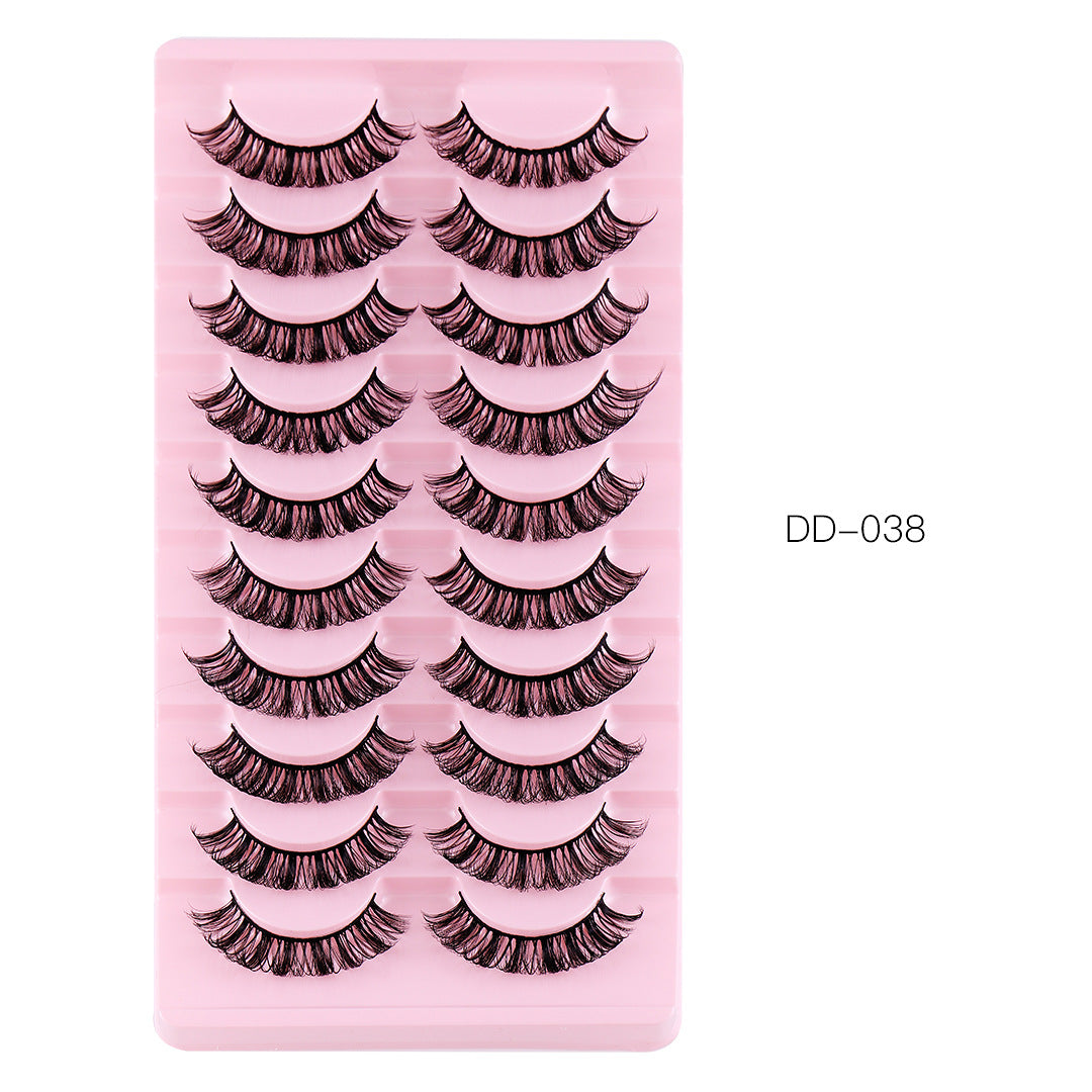10 Pairs Of Russian Curling False Eyelashes Thick Curling Eyelashes Natural Chemical Fiber Eyelashes