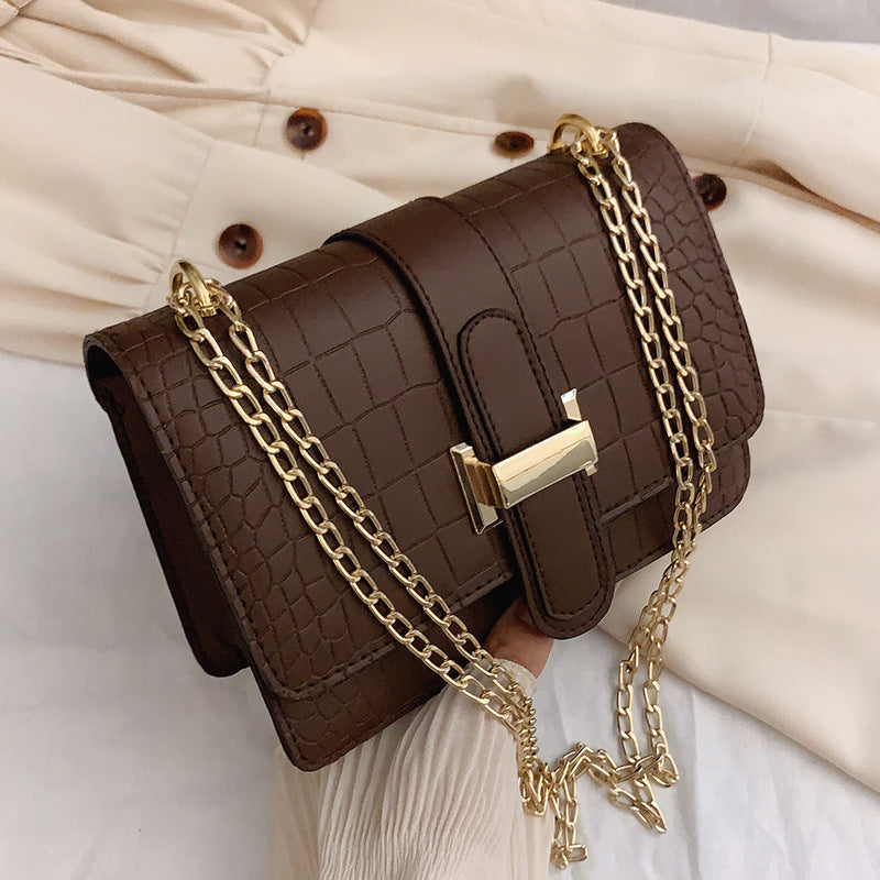 Bag Women's Shoulder Bag Stone Pattern Crossbody Women's Bag 2022 Spring New Embossed Solid Color Small Square Bag Cross-border Wholesale