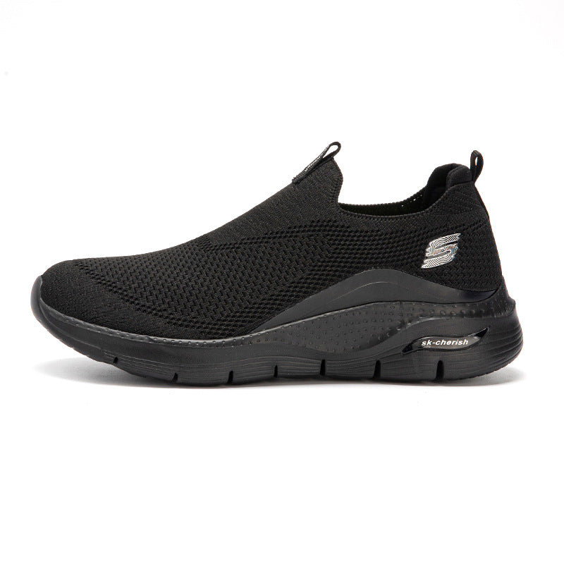 New Men's Shoes Slip-on Lazy Walking Shoes Lightweight Cross-border Plus Size Flying Woven Mesh Surface Casual Sneaker