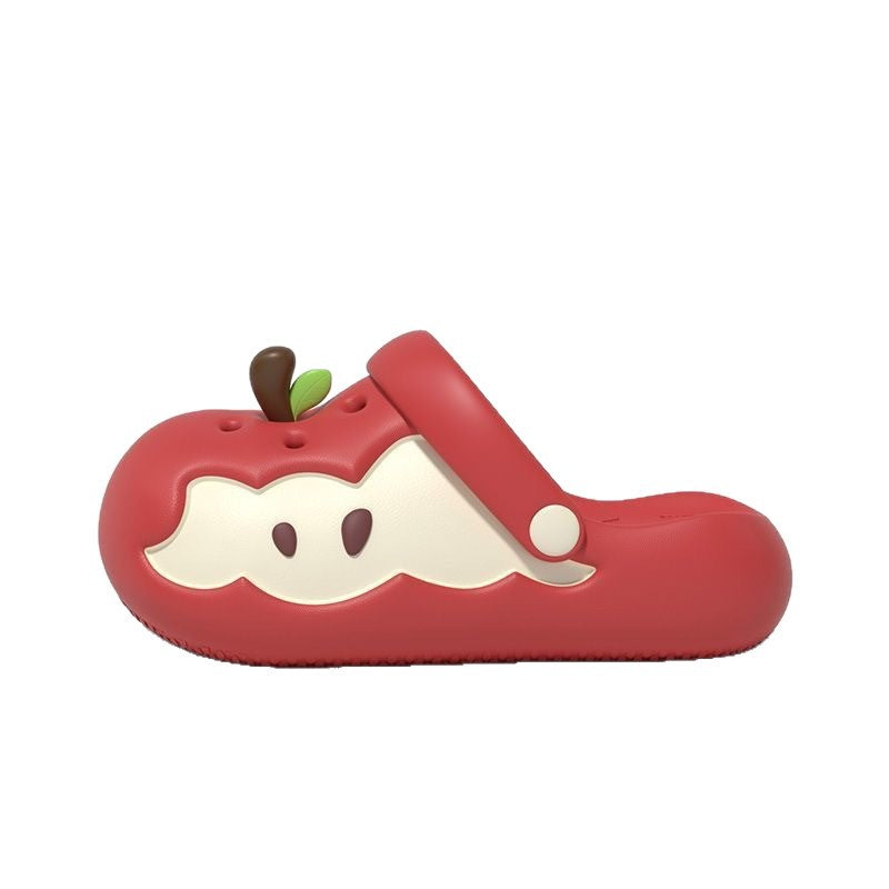 New 2025 Trendy Apple Slippers For Women, Cute Summer Home Couple Thick-Soled Dormitory Wearable Clogs Imitation