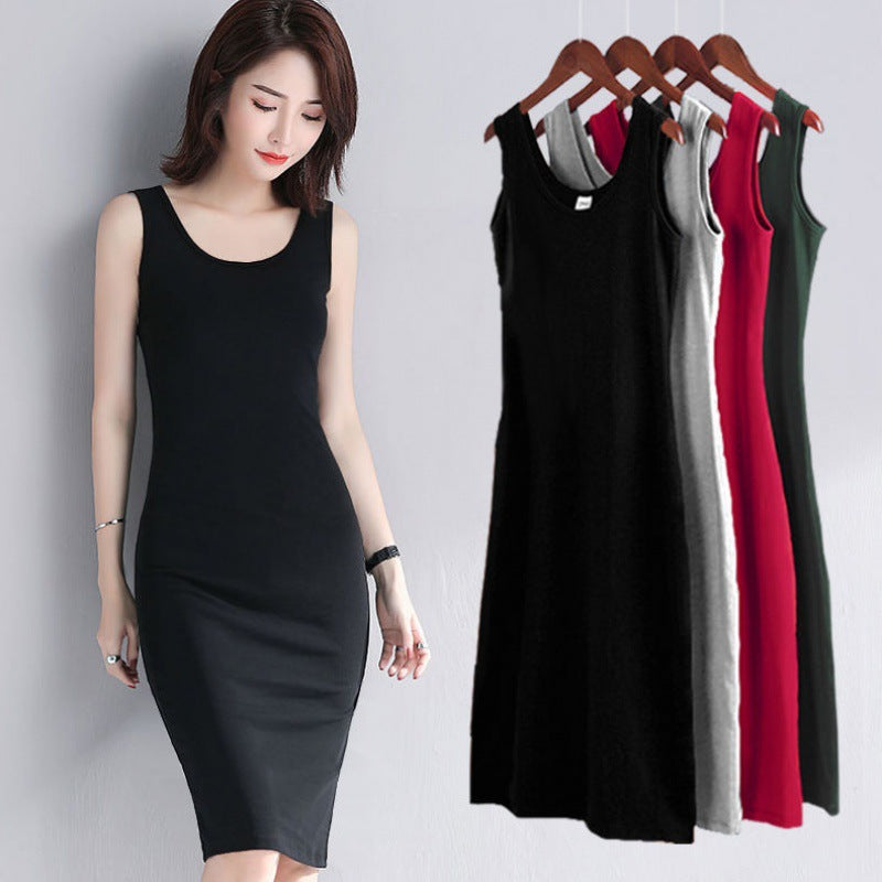 Vest Base Dress Long Slip Dress Large Size Women&#039;s Dress For Chubby Girls 2024 Summer Student Base Dress