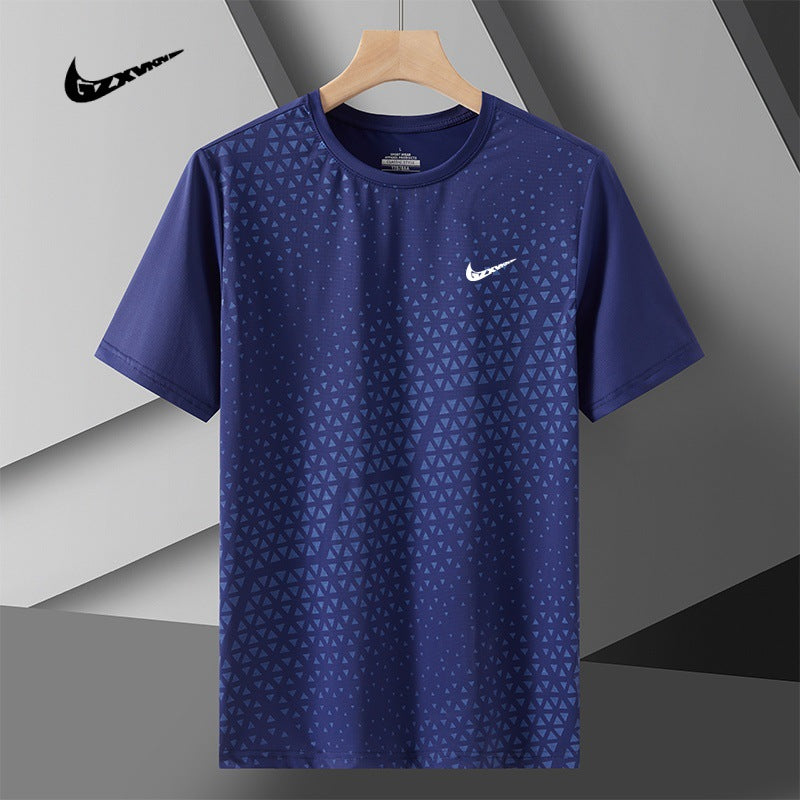 Cross-border Ice Silk Short-sleeved T-shirt Men's 2025 Summer New All-match Thin Quick-drying Cool Breathable Half-sleeved Top