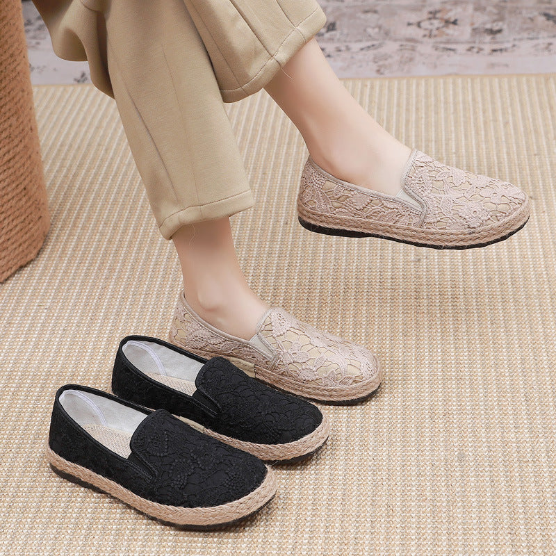 Fisherman's Shoes For Women, Mori Girl Style Cotton And Linen Shoes, Comfortable Flat Women's Single Shoes, Casual Slip-On Lazy Shoes, Old Beijing Cloth Shoes